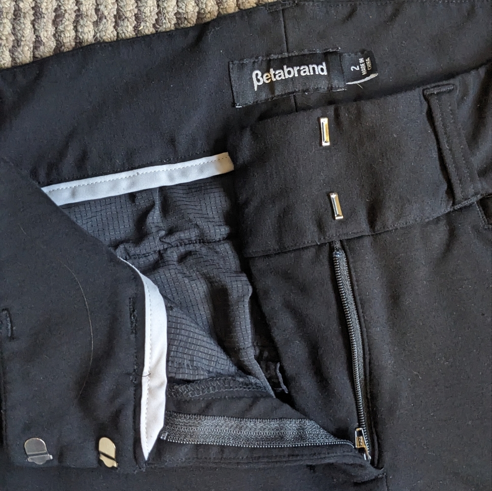 Betabrand Straight Leg Yoga Dress Pant Black 2 With Zipper And 4 Real Pockets